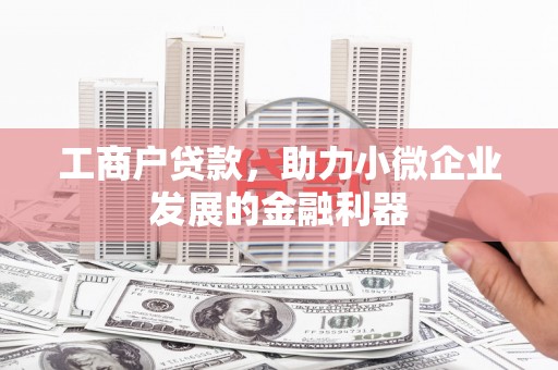 板桥工商户贷款,助力小微企业发展的金融利器 板桥工商户贷款,助力小微企业发展的金融利器