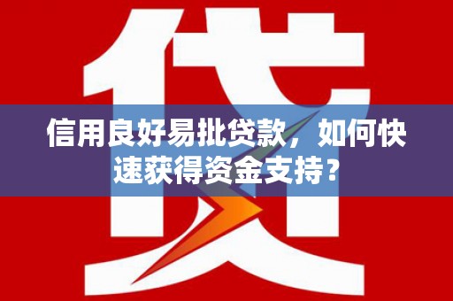 苍溪信用良好易批贷款，如何快速获得资金支持？