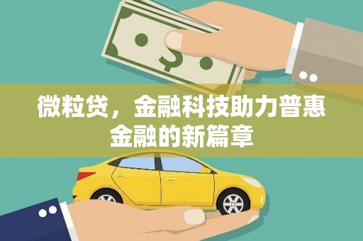 田寮微粒贷，金融科技助力普惠金融的新篇章